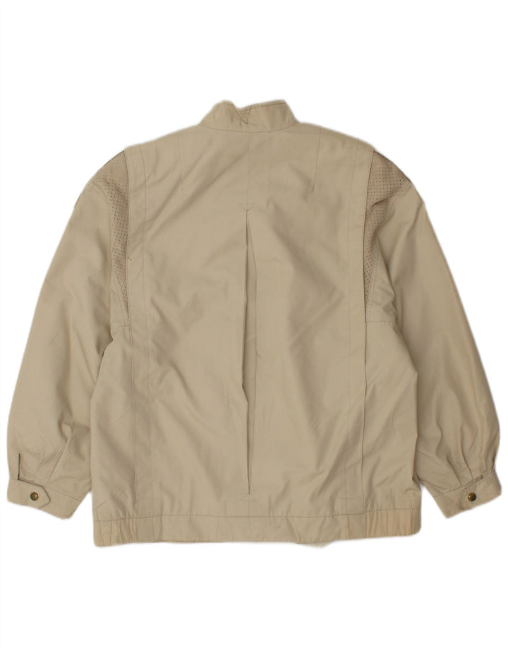 VINTAGE Womens Oversized Bomber Jacket EU 36 Small Beige Polyester