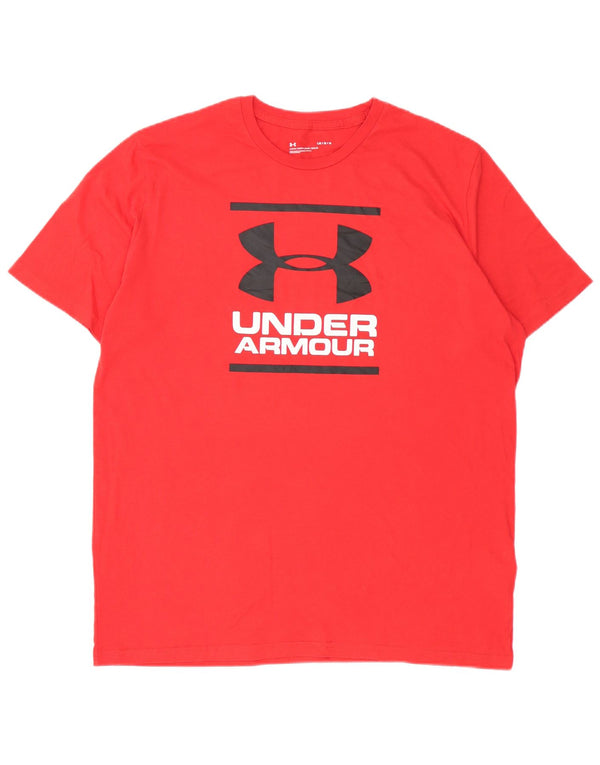 Under Armour Camiseta gráfica para hombre Top grande de algodón rojo