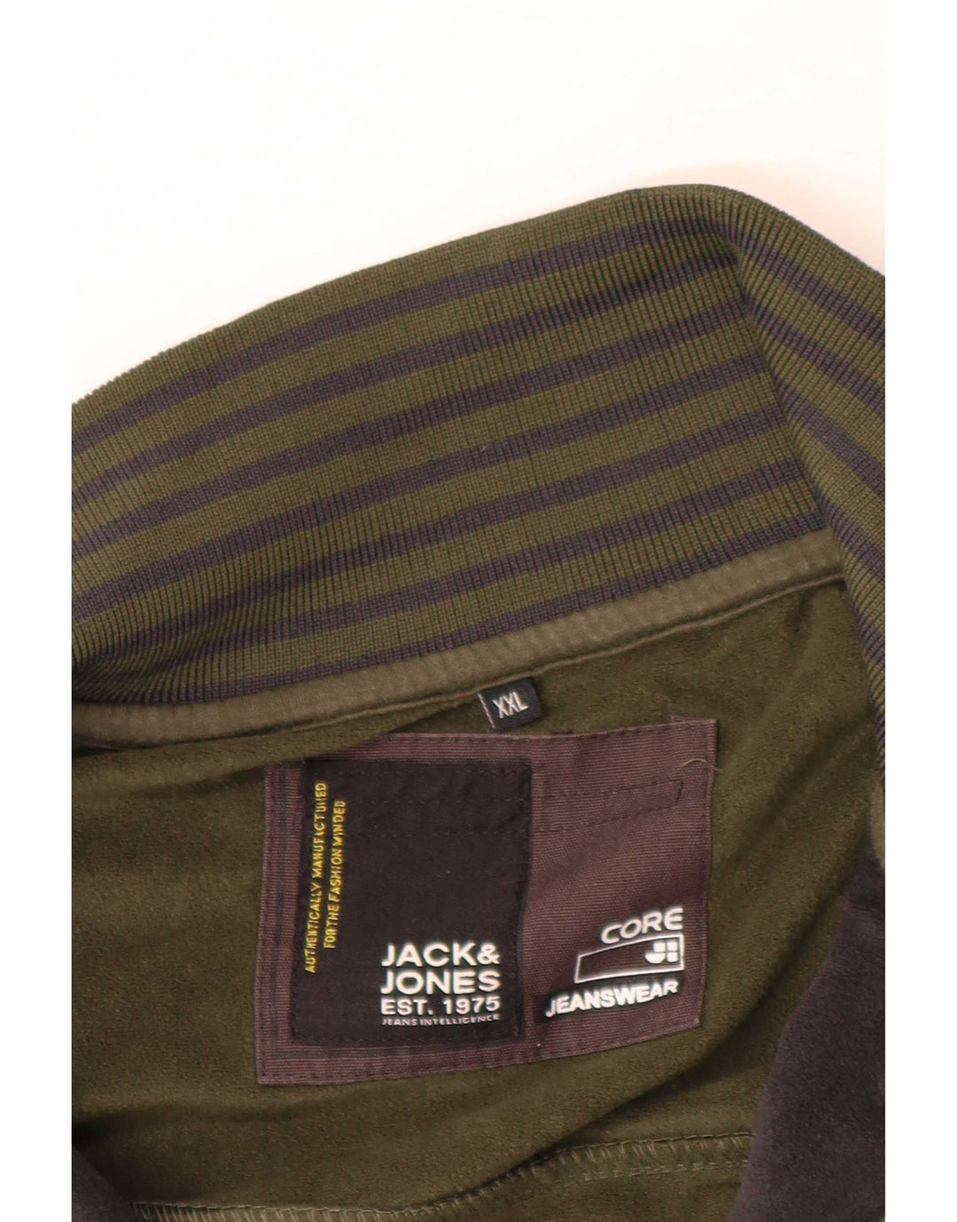 Jack & Jones Mens Graphic Tracksuit Top Jacket 2XL Khaki Colourblock