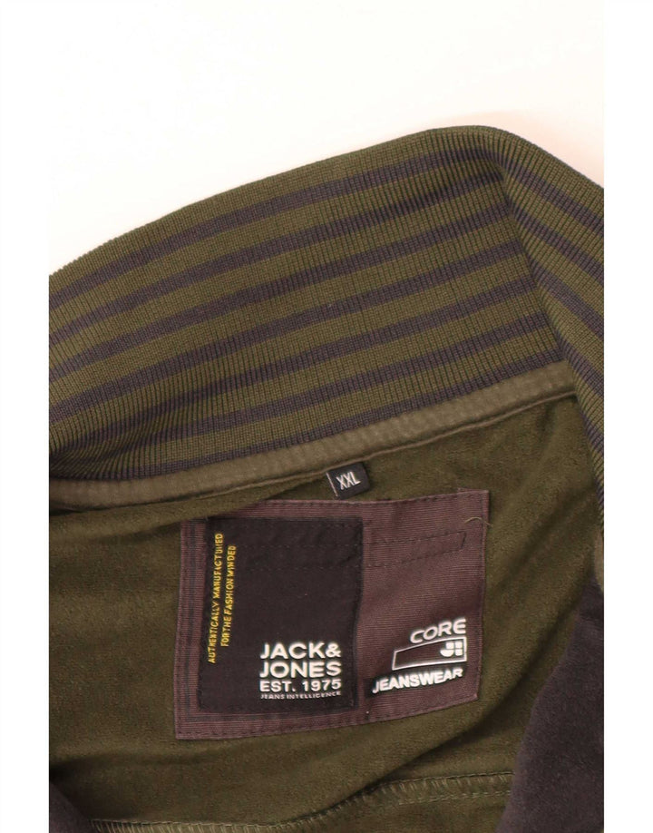 Jack & Jones Mens Graphic Tracksuit Top Jacket 2XL Khaki Colourblock