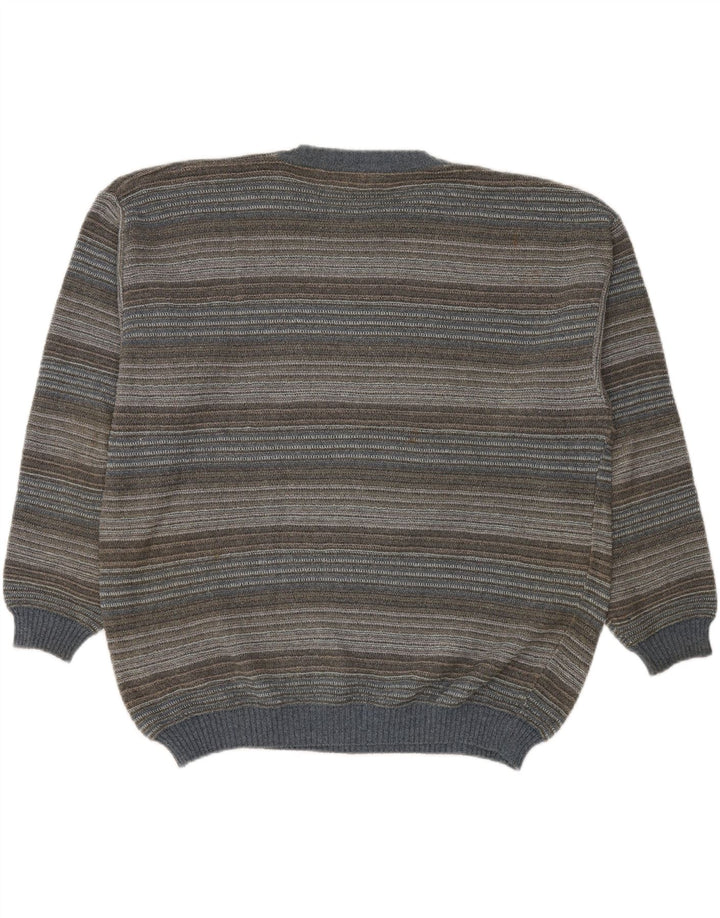 RODES Mens Crew Neck Jumper Sweater 2XL Multicoloured Striped Cotton