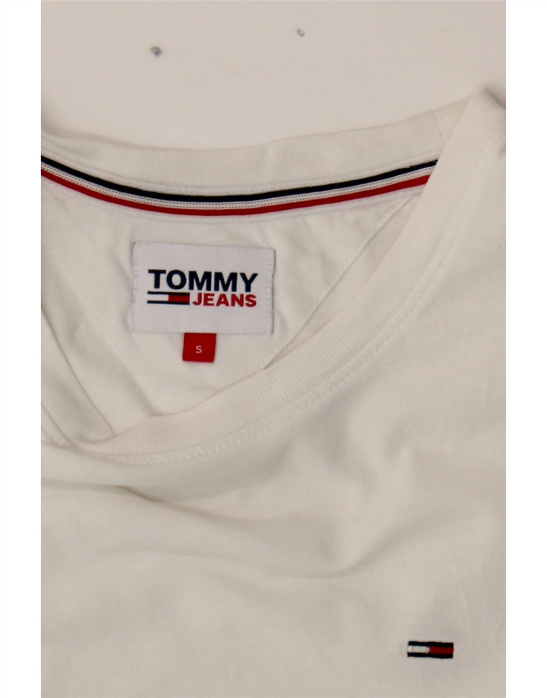 TOMMY HILFIGER Mens T-Shirt Top Small White Cotton Vintage Tommy Hilfiger and Second-Hand Tommy Hilfiger from Messina Hembry 