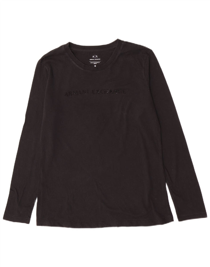 Armani Exchange Top grafic pentru femei cu mânecă lungă UK 12 Medium Black