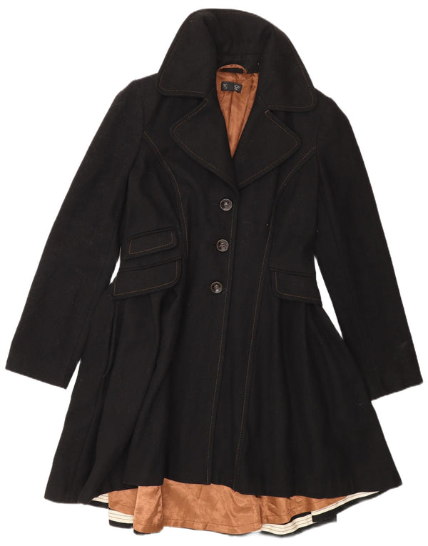 Topshop Damen-Prinzessinnenmantel UK 12 Mittelschwarze Wolle