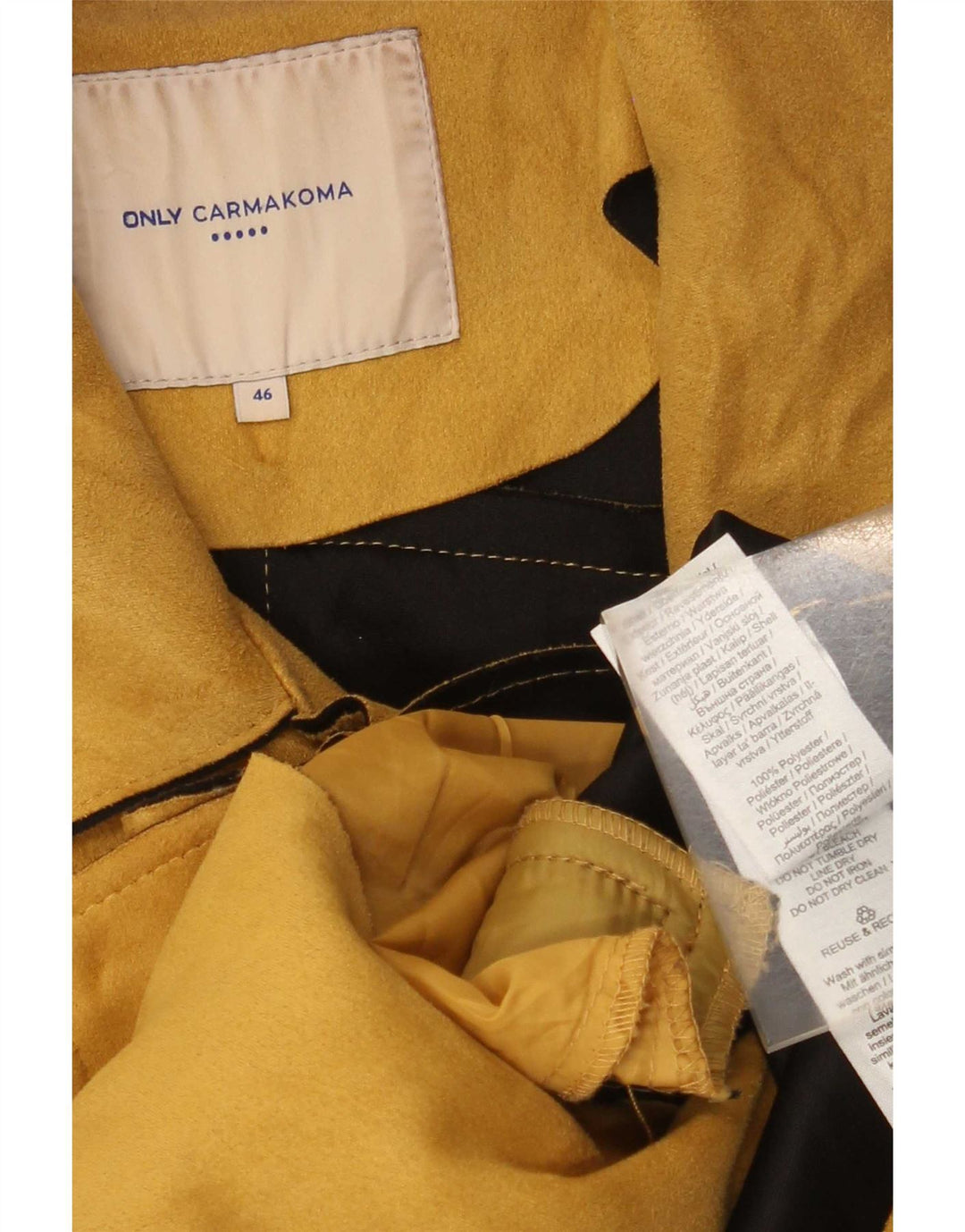 Only Carmakoma Womens Crop Biker Jacket IT 46 Large Yellow Polyester