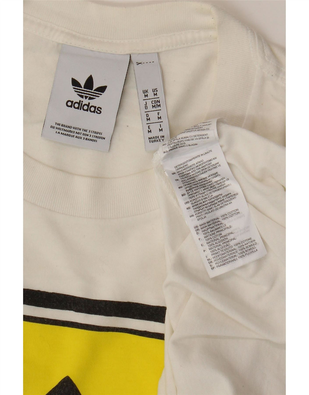 ADIDAS Mens Graphic T-Shirt Top Medium White Cotton