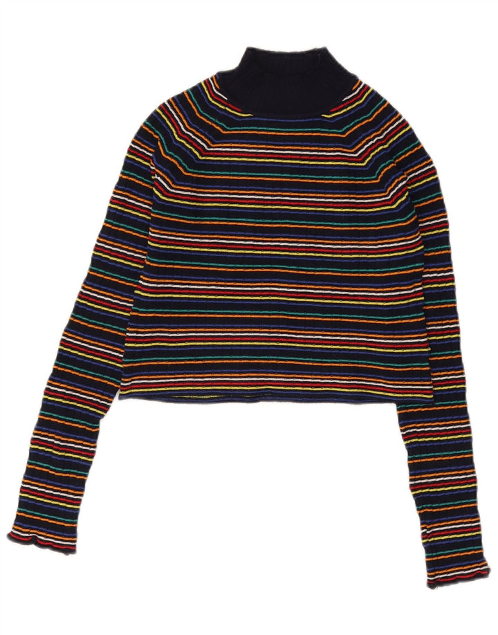 Zara Womens Turtle Neck Jumper Sweater UK 12 Medium Multicoloured Striped