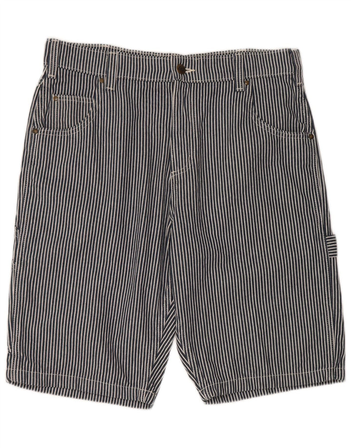 Dickies Mens Cargo Shorts W34 Large Navy Blue Striped Cotton