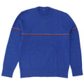 Vintage herre sweater med rund hals, lille blå stribet uld