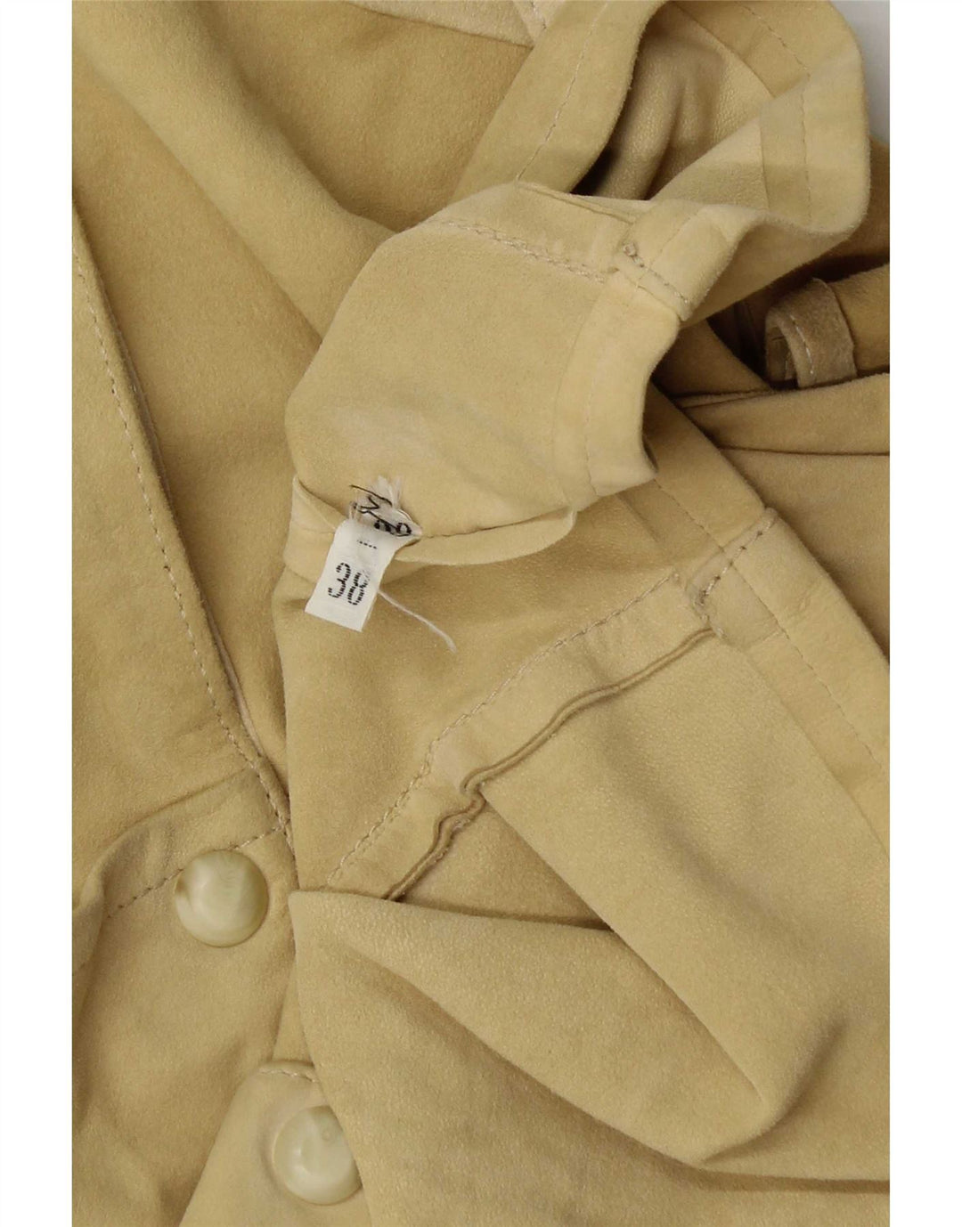 Vintage Womens Oversized 3/4 Sleeve Suede Blouse Top EU 38 Medium Yellow