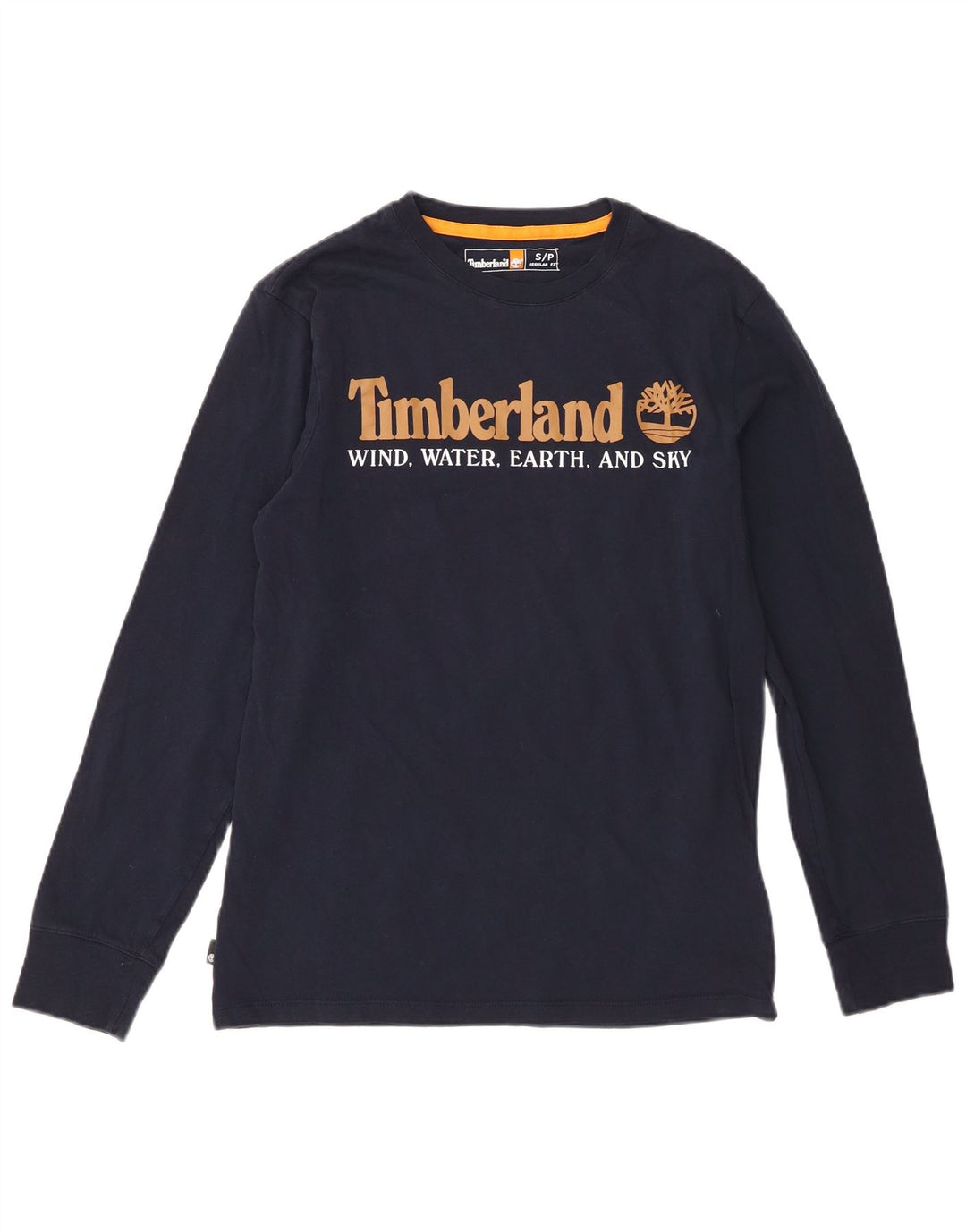 Timberland Mens Regular Fit Graphic Top Long Sleeve Small Navy Blue Cotton
