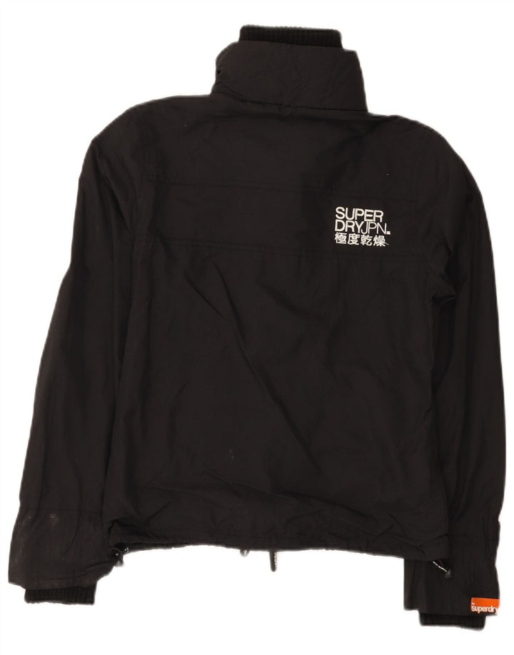 Giacca antipioggia grafica da donna Superdry UK 6 XS nylon nero