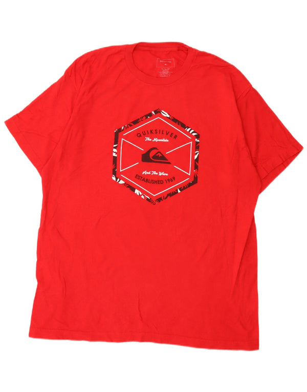 Quiksilver Mens Regular Fit Graphic T-Shirt Top XL Red Cotton