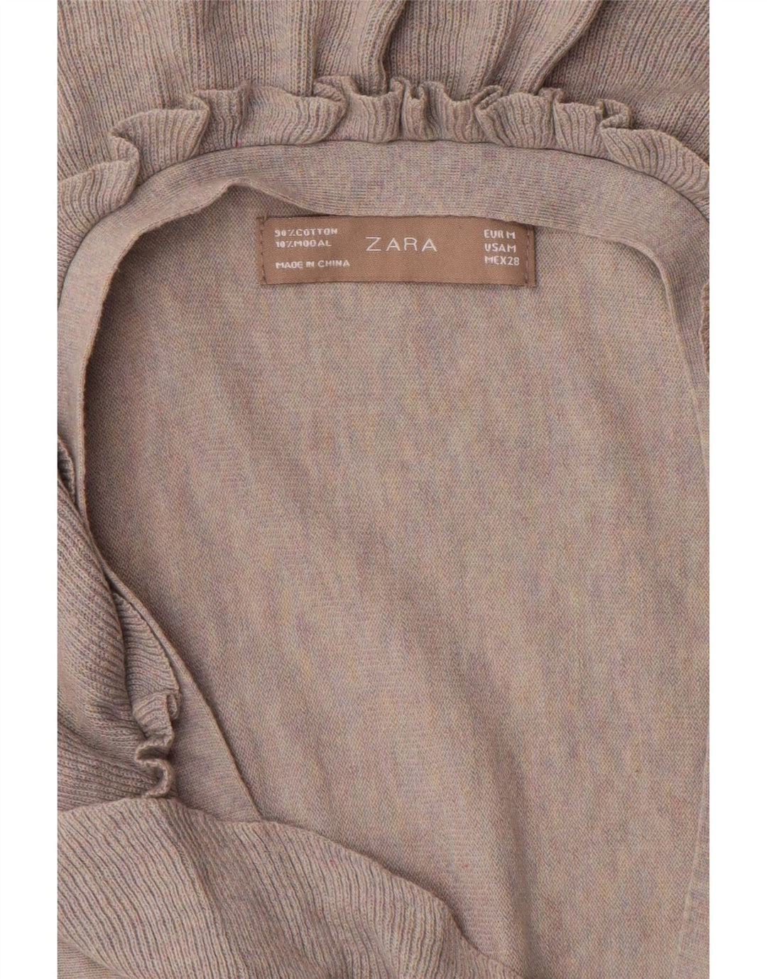 Zara Womens Oversized Ruffle Front Cardigan Top UK 14 Medium Grey
