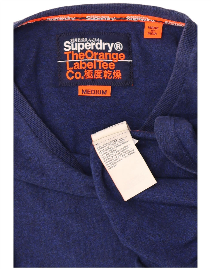 Superdry Mens Top Long Sleeve Medium Blue Flecked Cotton