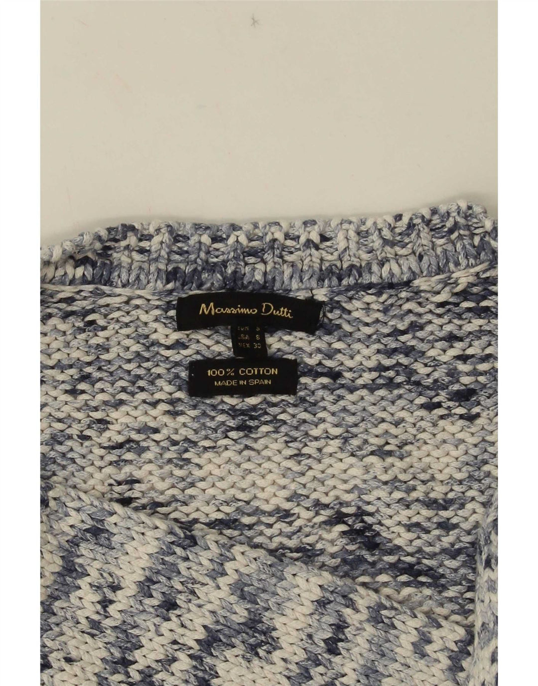 Massimo Dutti Womens V-Neck Jumper Sweater UK 10 Small Blue Flecked