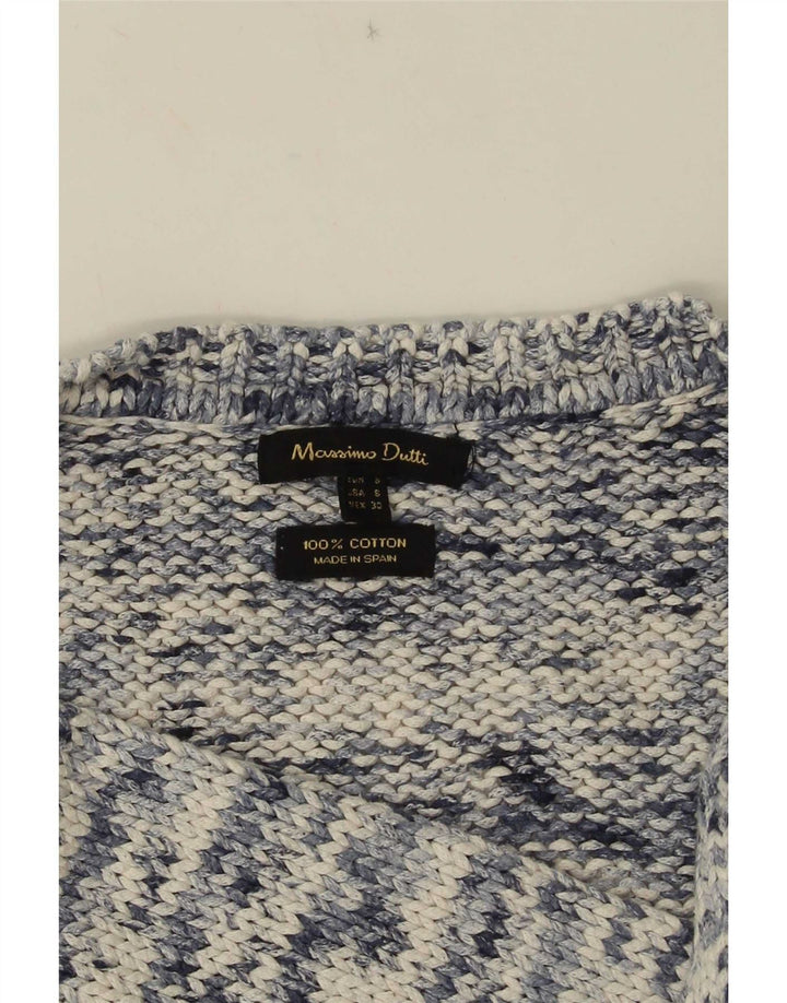 Massimo Dutti Womens V-Neck Jumper Sweater UK 10 Small Blue Flecked