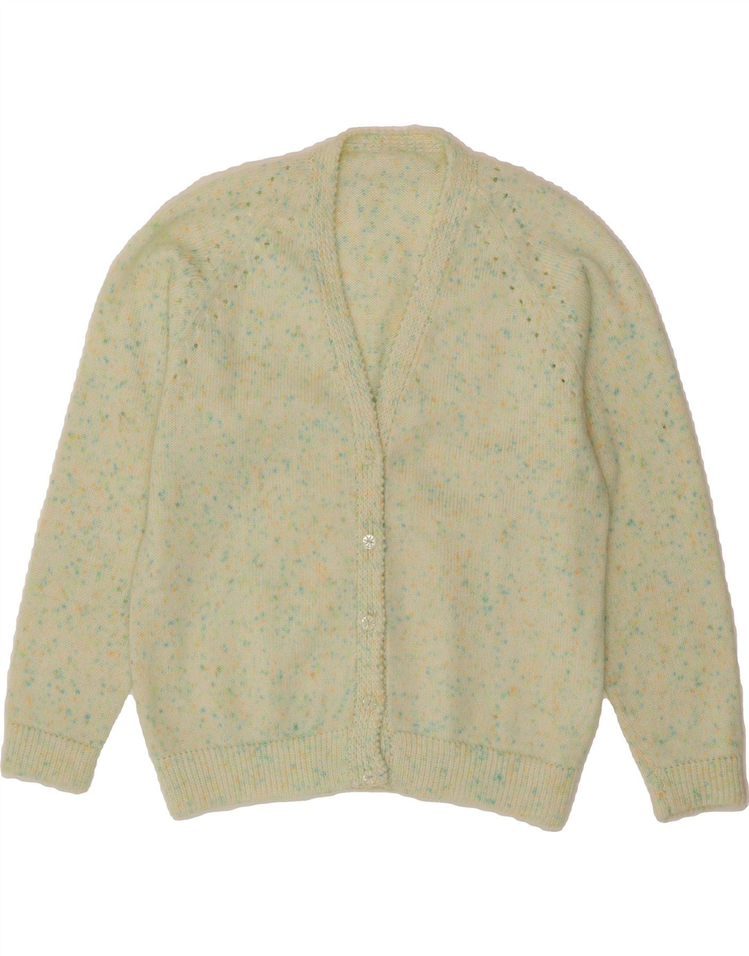 VINTAGE Womens Cardigan Sweater UK 14 Medium Yellow Flecked Vintage Vintage and Second-Hand Vintage from Messina Hembry 