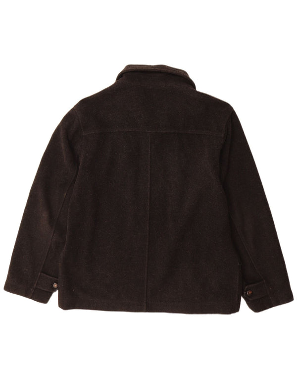 Trussardi Mens Loose Fit Windbreaker Coat IT 46 Small Black Wool