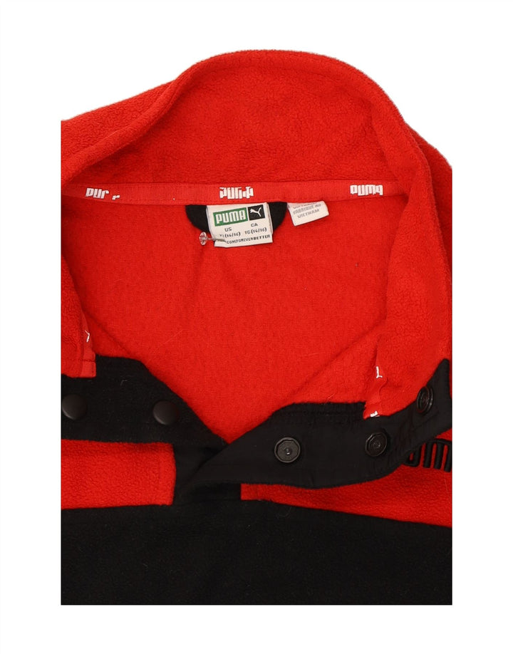 PUMA Boys Button Neck Fleece Jumper 14-15 Years Black Colourblock Vintage Puma and Second-Hand Puma from Messina Hembry 