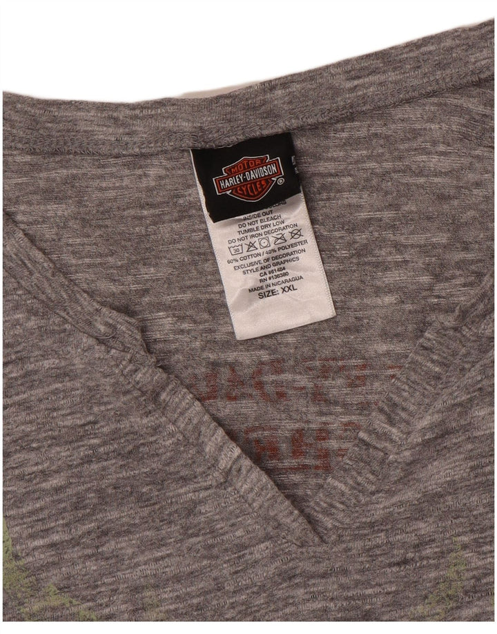 Harley Davidson Mens Graphic Top Long Sleeve 2XL Grey Flecked Cotton