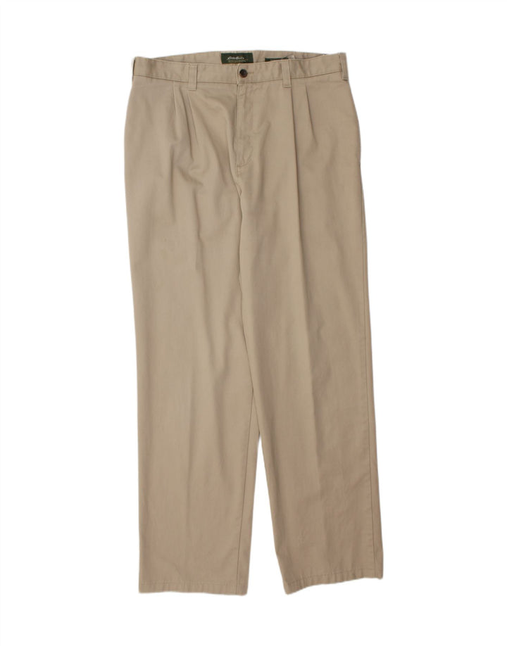 EDDIE BAUER Mens Tall Classic Fit Chino Trousers W36 L33 Brown Cotton Vintage Eddie Bauer and Second-Hand Eddie Bauer from Messina Hembry 