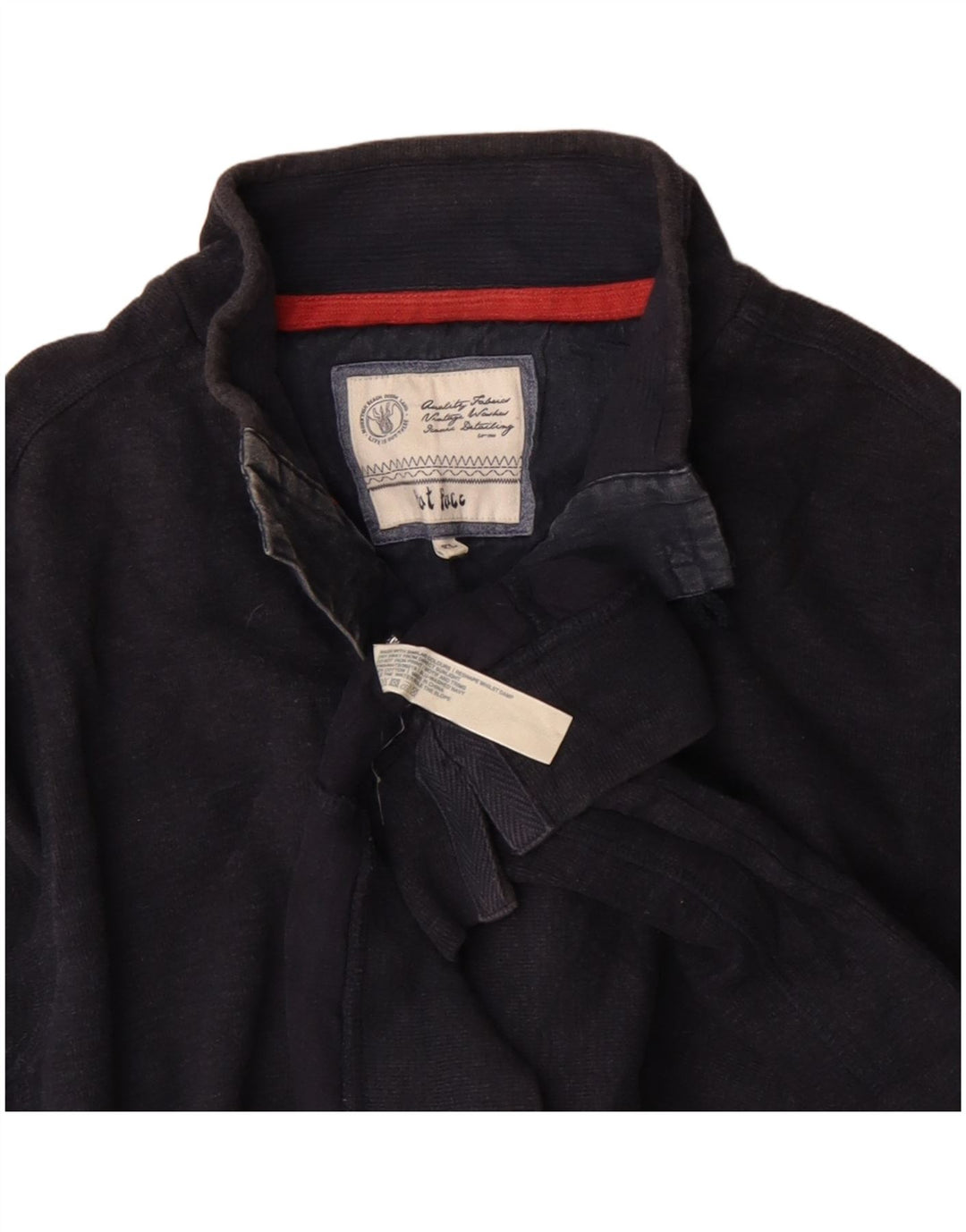 FAT FACE Herre Button Neck Sweatshirt Jumper XL Navy Blue Bomuld
