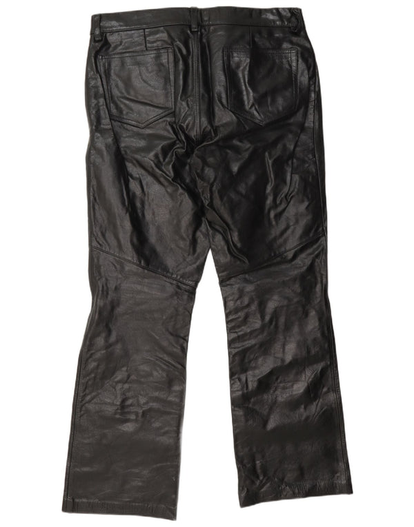 Vintage læderbukser til kvinder UK 16 Large W34 L32 Sort
