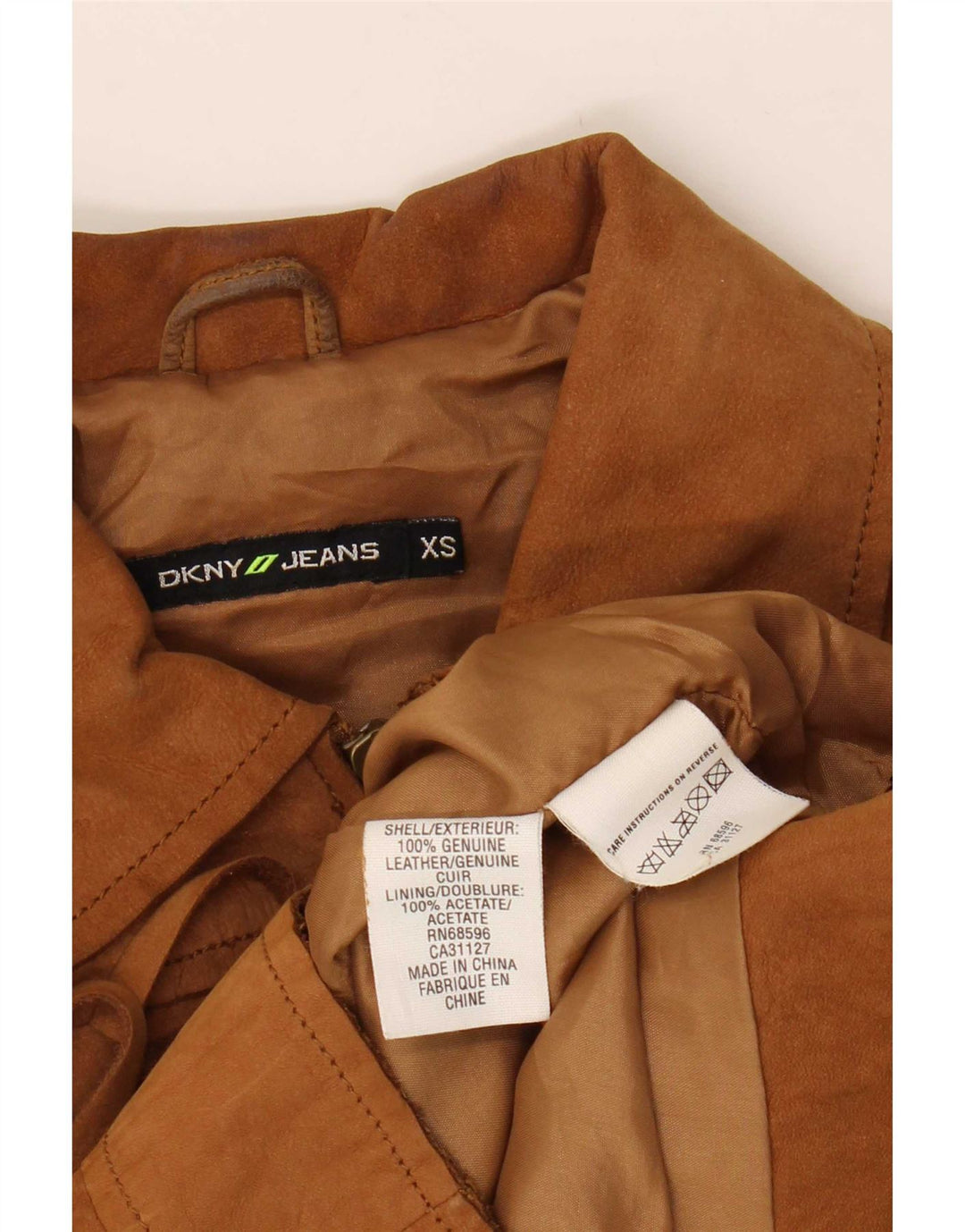 Giacca Dkny da donna in pelle scamosciata corta UK 6 XS in pelle beige
