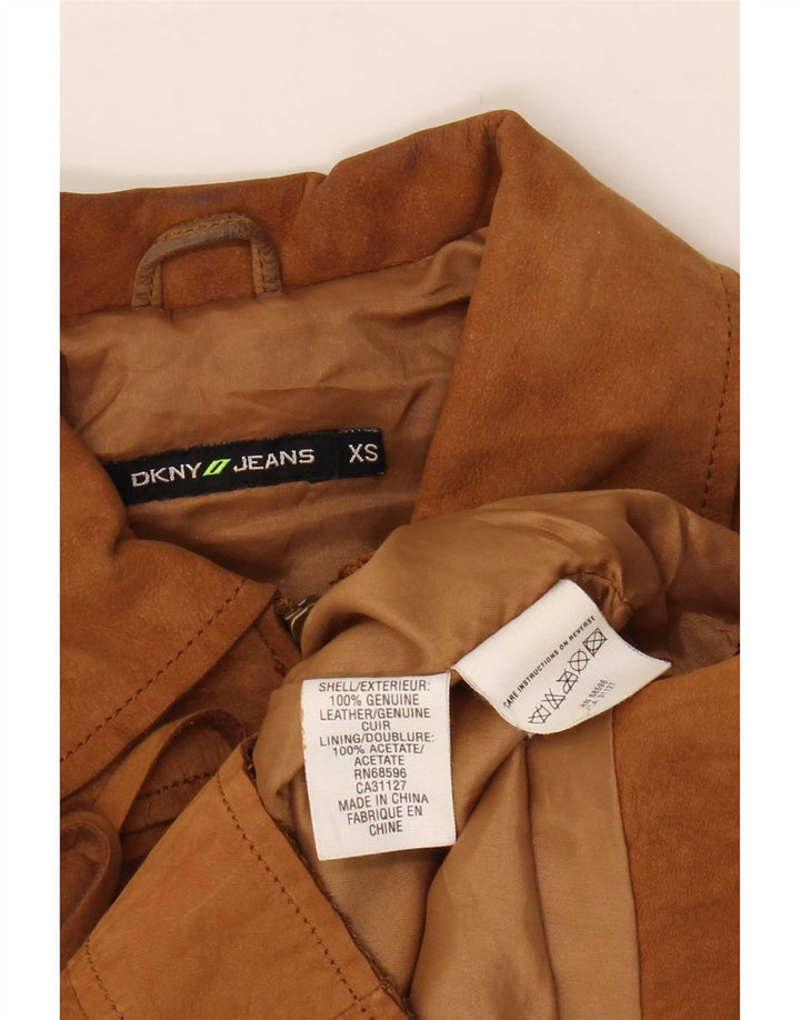 Giacca Dkny da donna in pelle scamosciata corta UK 6 XS in pelle beige