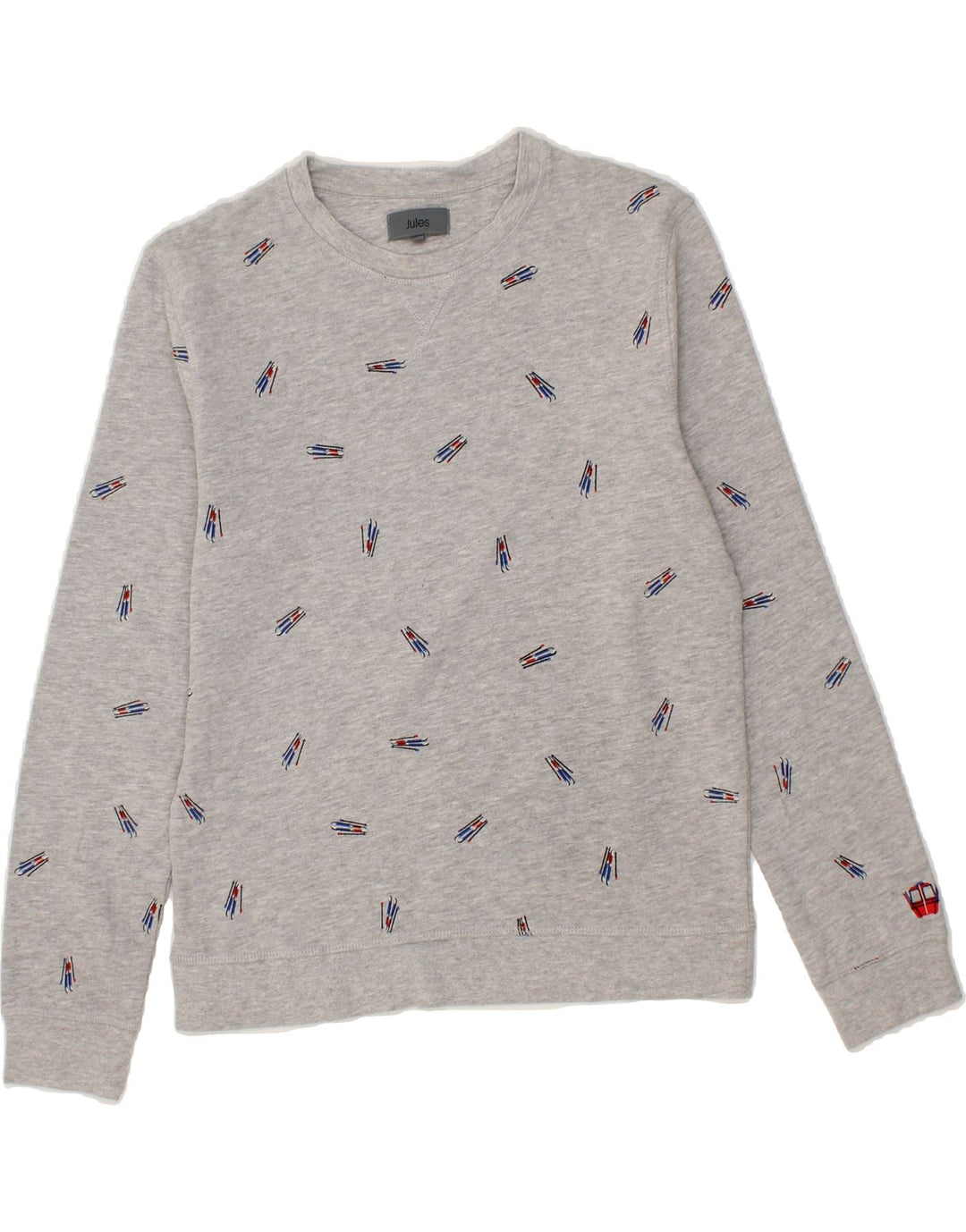 JULES Womens Graphic Sweatshirt Jumper UK 10 Small Grey Cotton Vintage Jules and Second-Hand Jules from Messina Hembry 