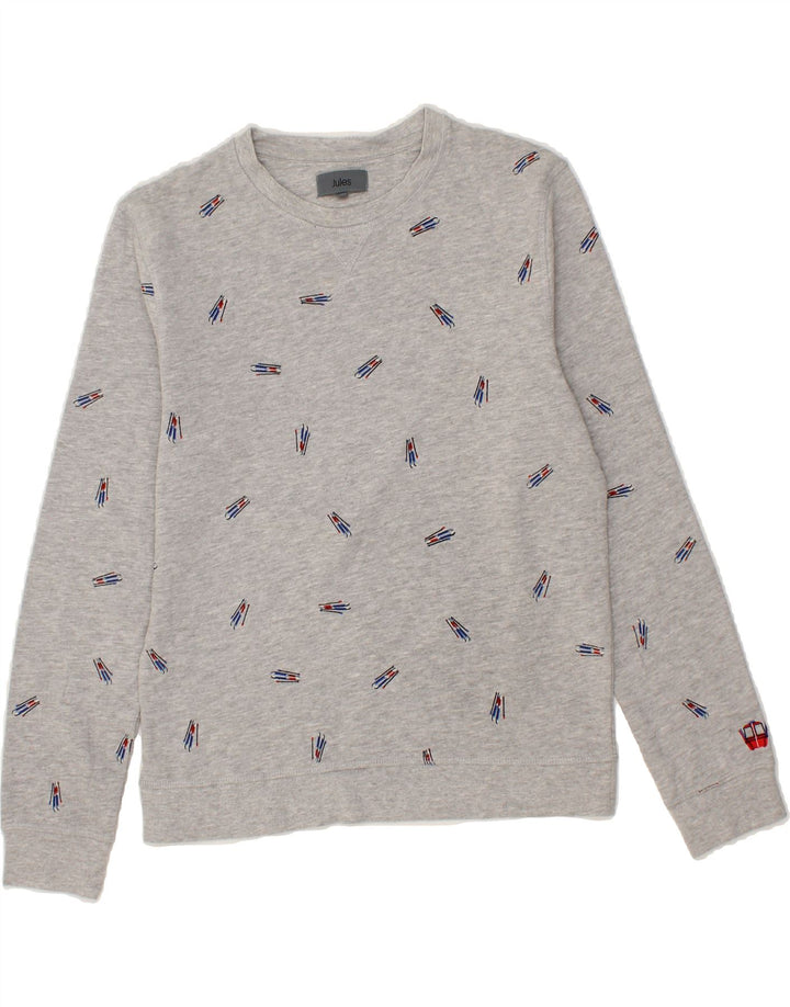 JULES Womens Graphic Sweatshirt Jumper UK 10 Small Grey Cotton Vintage Jules and Second-Hand Jules from Messina Hembry 