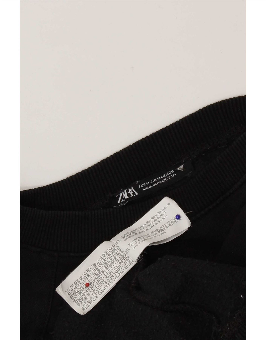 Zara Womens Crop Oversized Sweatshirt Jumper UK 14 Medium Black Cotton