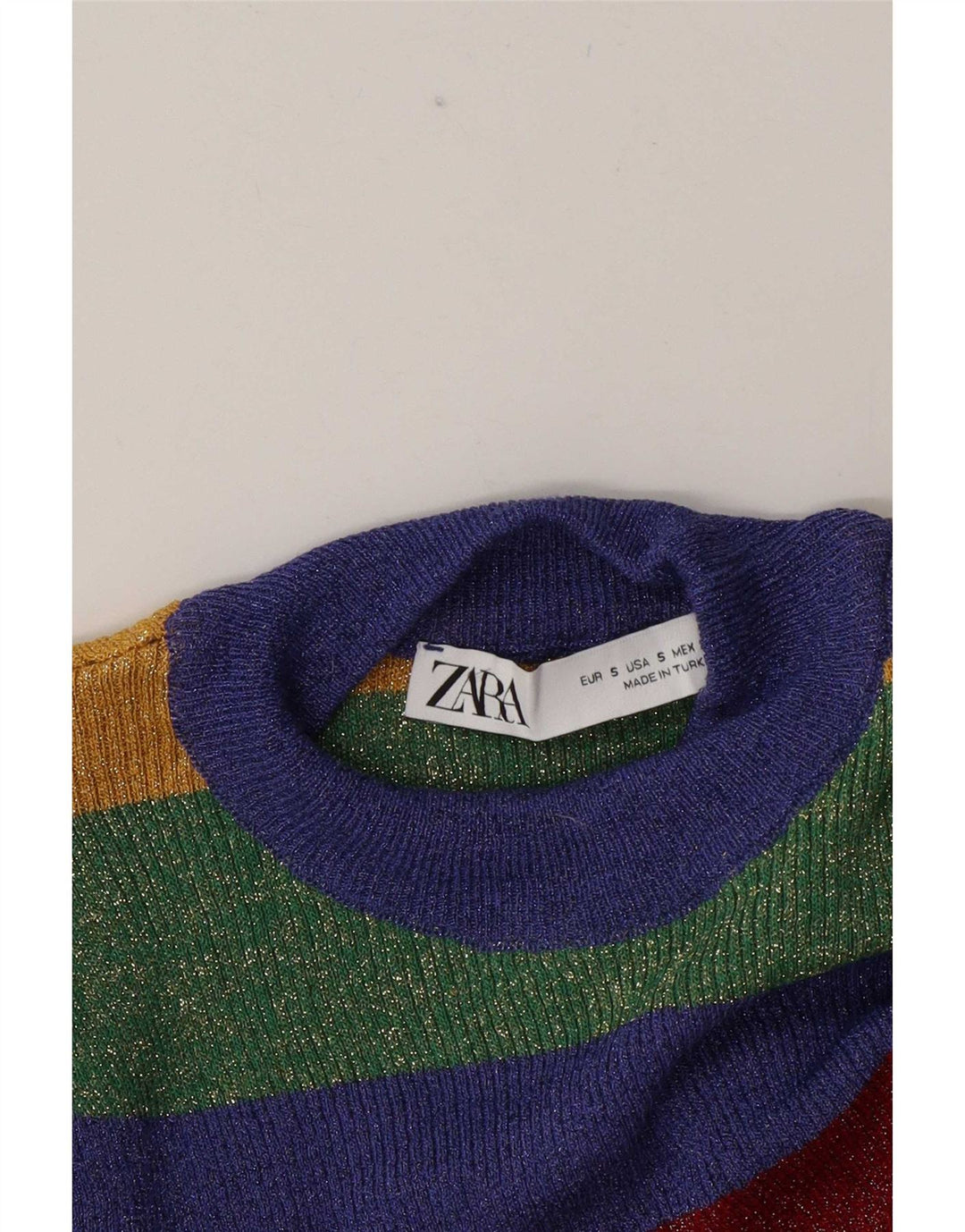 Zara Womens Blouse Top UK 10 Small Multicolore Rayé