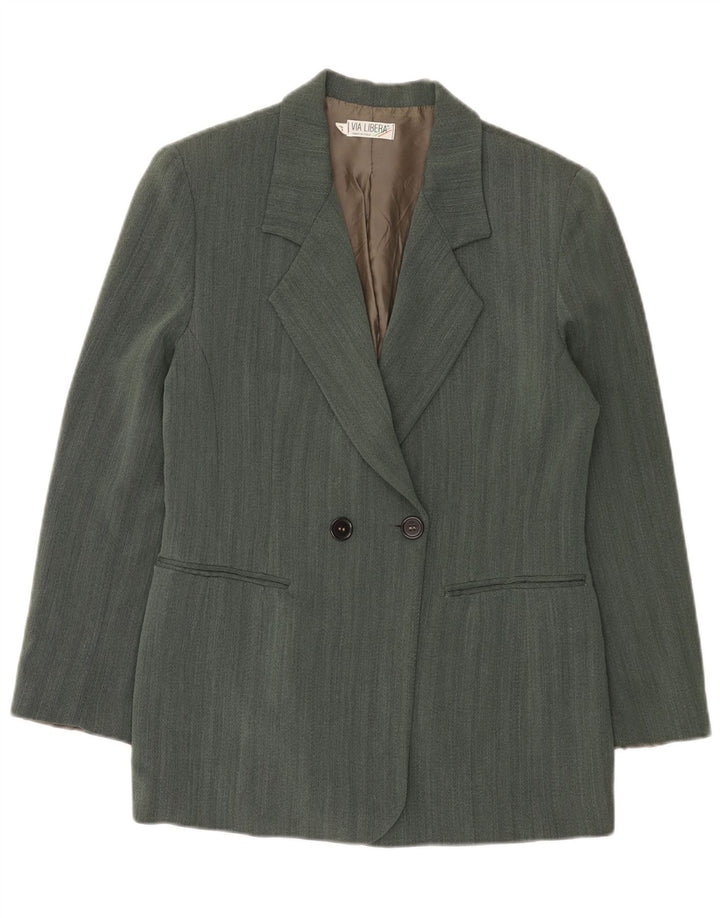 Jaqueta blazer feminina vintage com peito duplo IT 42 espinha de peixe verde médio