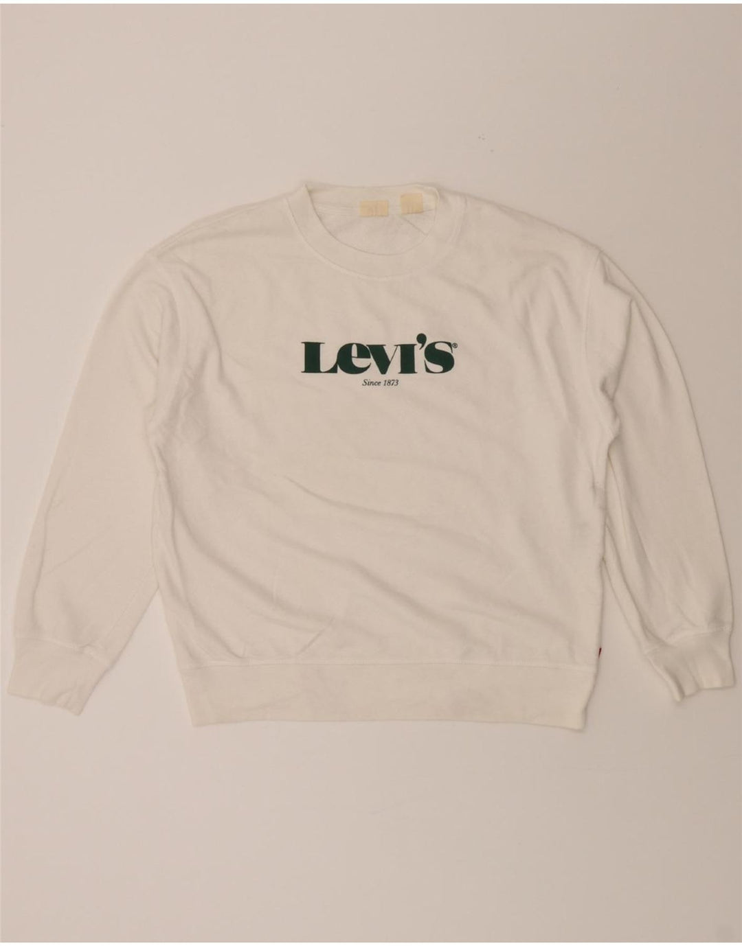 LEVI'S Womens Graphic Sweatshirt Jumper UK 14 Medium White Vintage Levi's and Second-Hand Levi's from Messina Hembry 