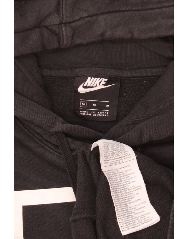 Nike Mens Graphic Hoodie Jumper Medium Black Cotton
