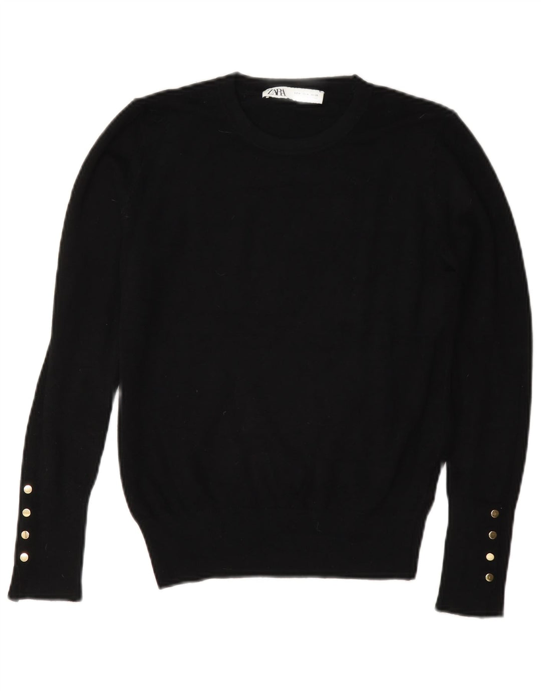 Zara Womens Crew Neck Jumper Sweater UK 14 Medium Black Viscose
