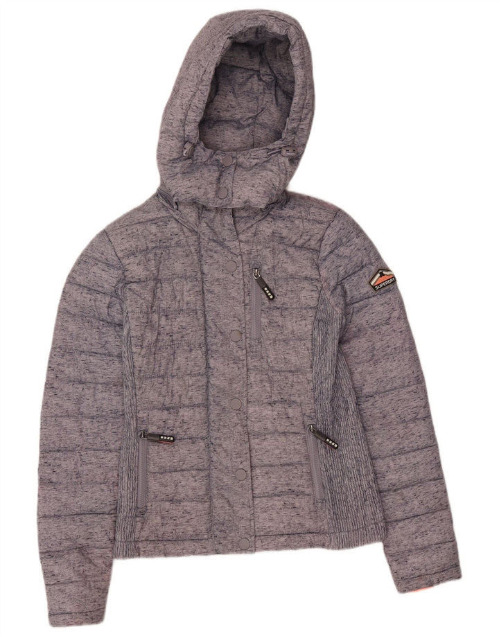 Superdry Polstret hættejakke til kvinder UK 8 XS Grå Colourblock Polyester