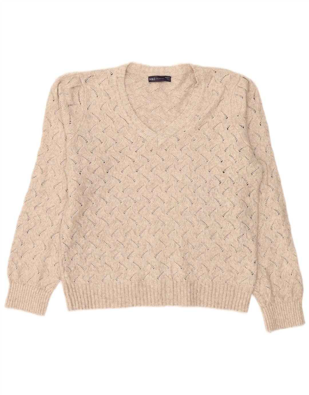Marks & Spencer Dame Oversized V-hals sweater UK 14 Medium Beige