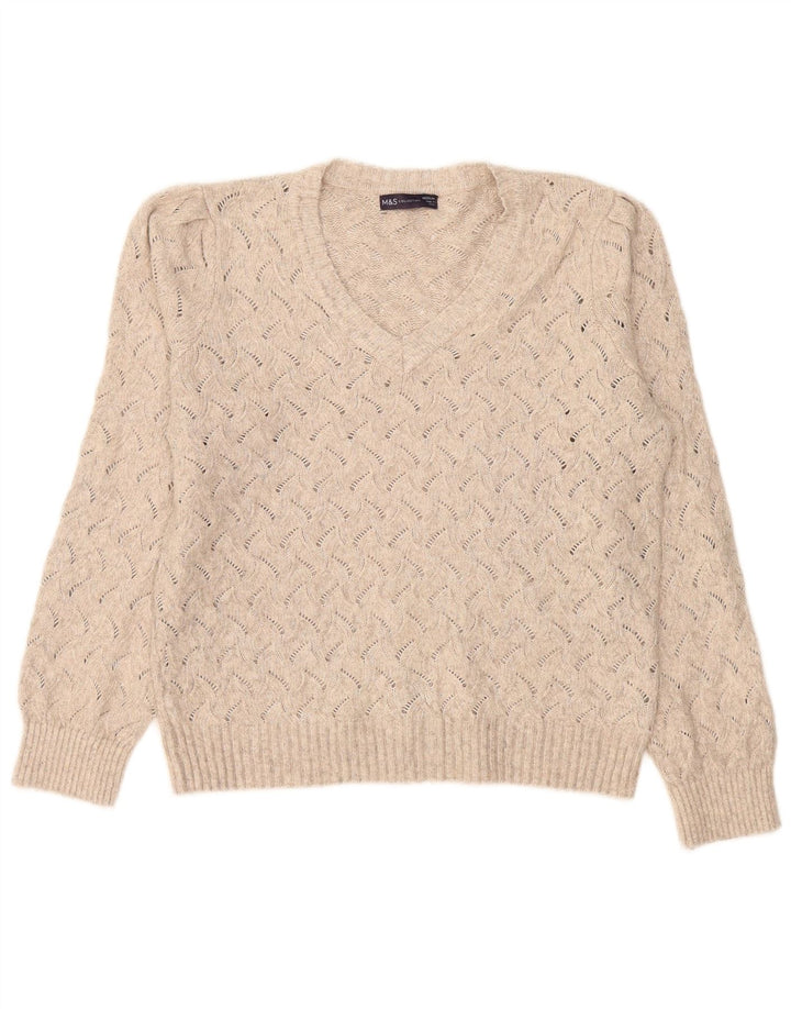 Marks & Spencer Dame Oversized V-hals sweater UK 14 Medium Beige
