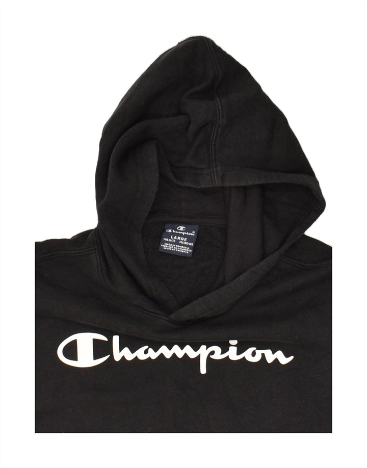 CHAMPION Boys Graphic Hoodie Jumper 11-12 Years Large Black | Vintage Champion | Thrift | Second-Hand Champion | Used Clothing | Messina Hembry 