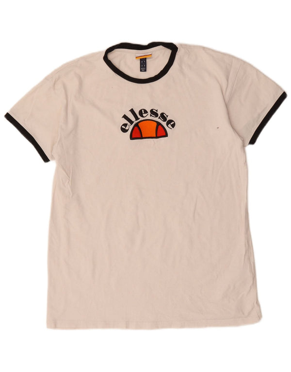 Ellesse Dame Grafisk T-Shirt Top UK 8 Small White Bomuld
