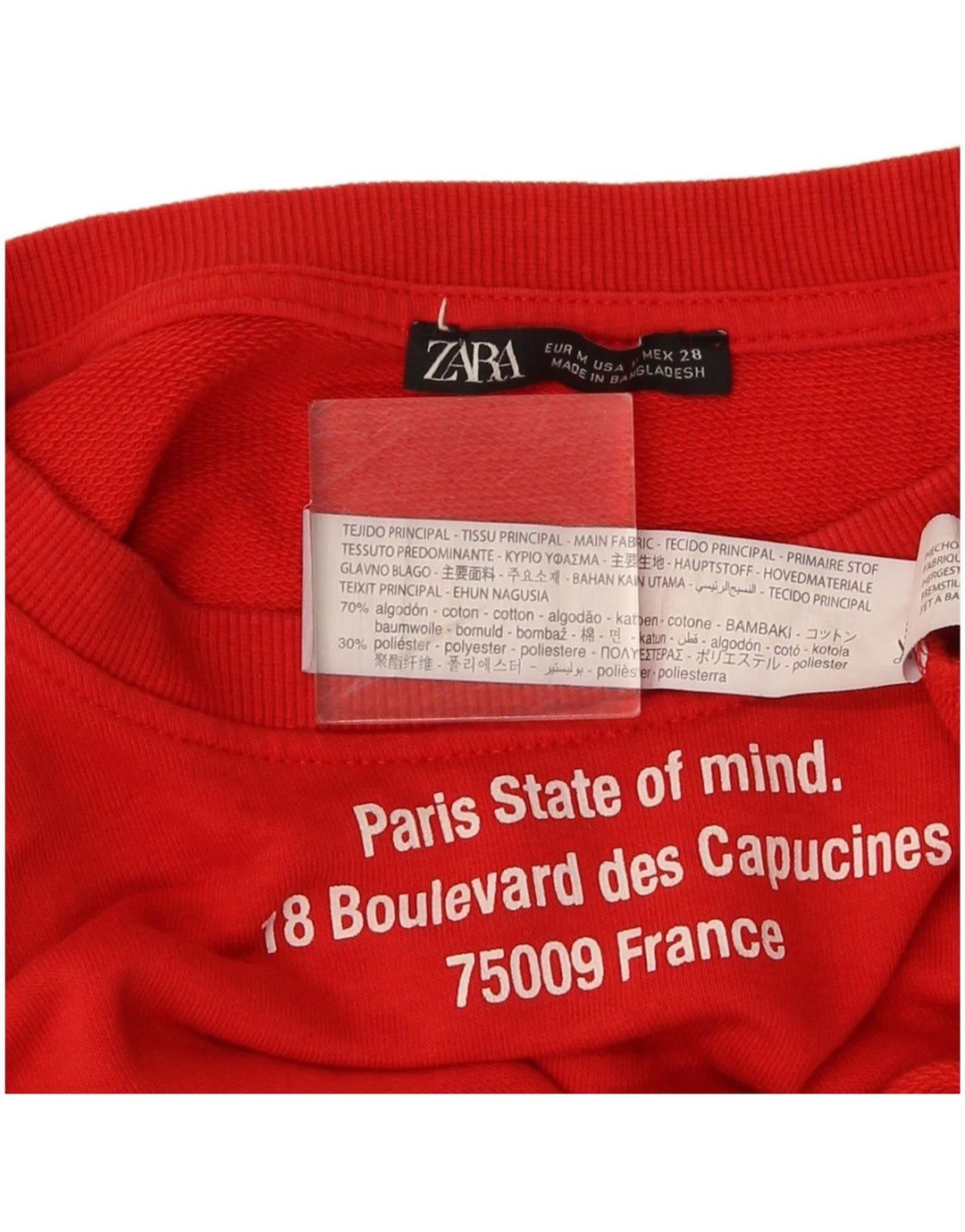 Zara Womens Graphic Crop Sweatshirt Jumper UK 14 Medium Red Cotton