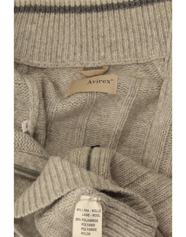 Maglione cardigan da uomo Avirex in lana grigio medio