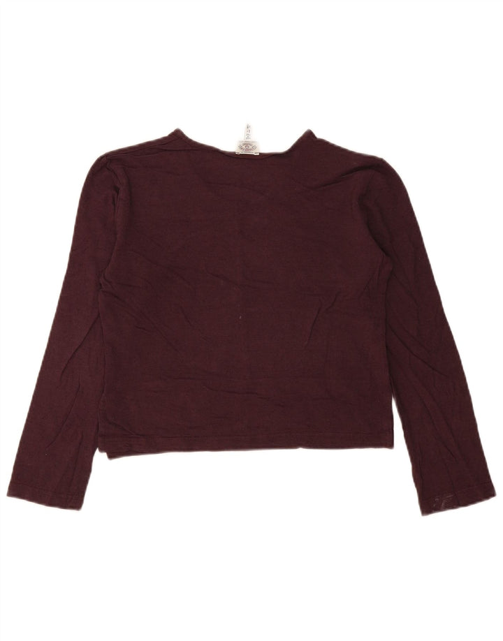 Armani Jeans Womens Crop Top Long Sleeve IT 44 Medium Burgundy Viscose
