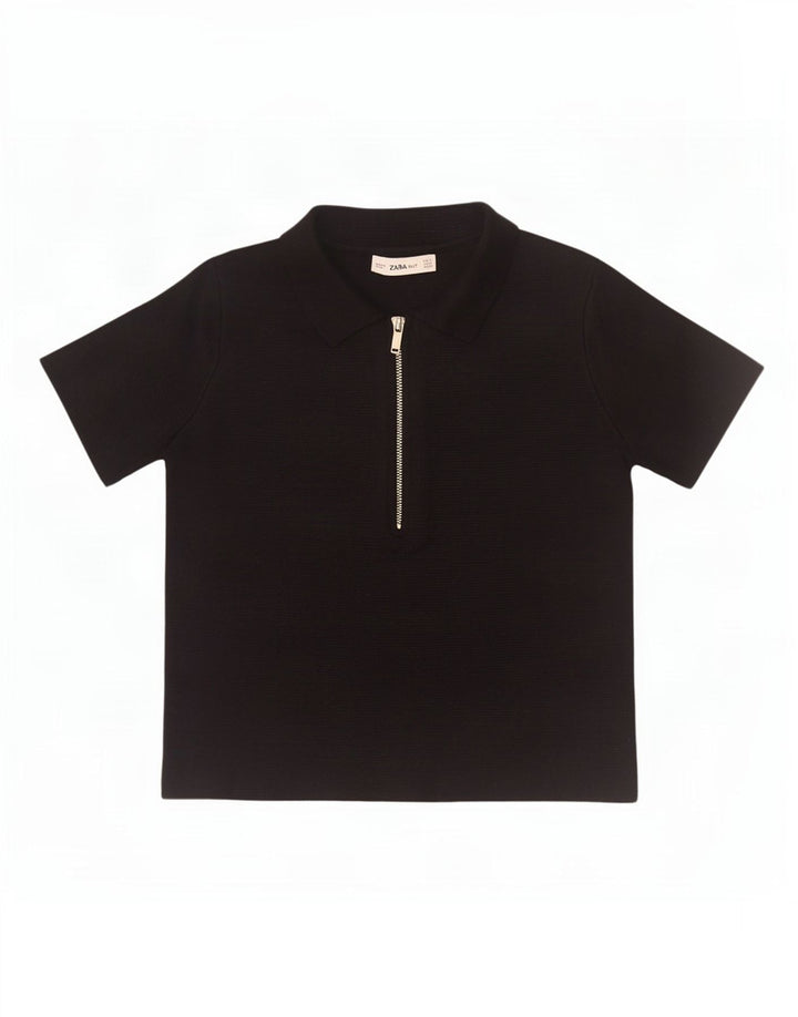 Zara Γυναικείο Πόλο Μπλουζάκι UK 10 Small Black