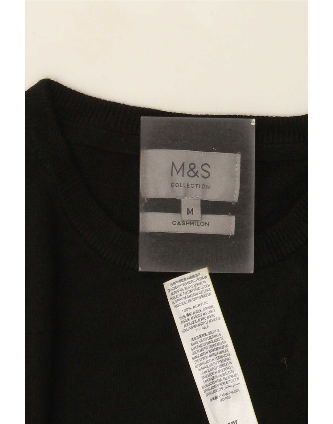 Marks & Spencer Mens Crew Neck Jumper Sweater Medium Black Acrylic