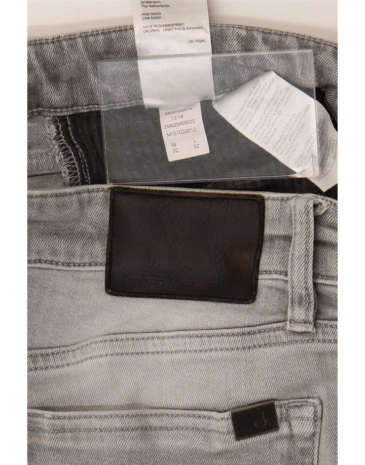 Calvin Klein Herren Slim Jeans W32 L32 Graue Baumwolle
