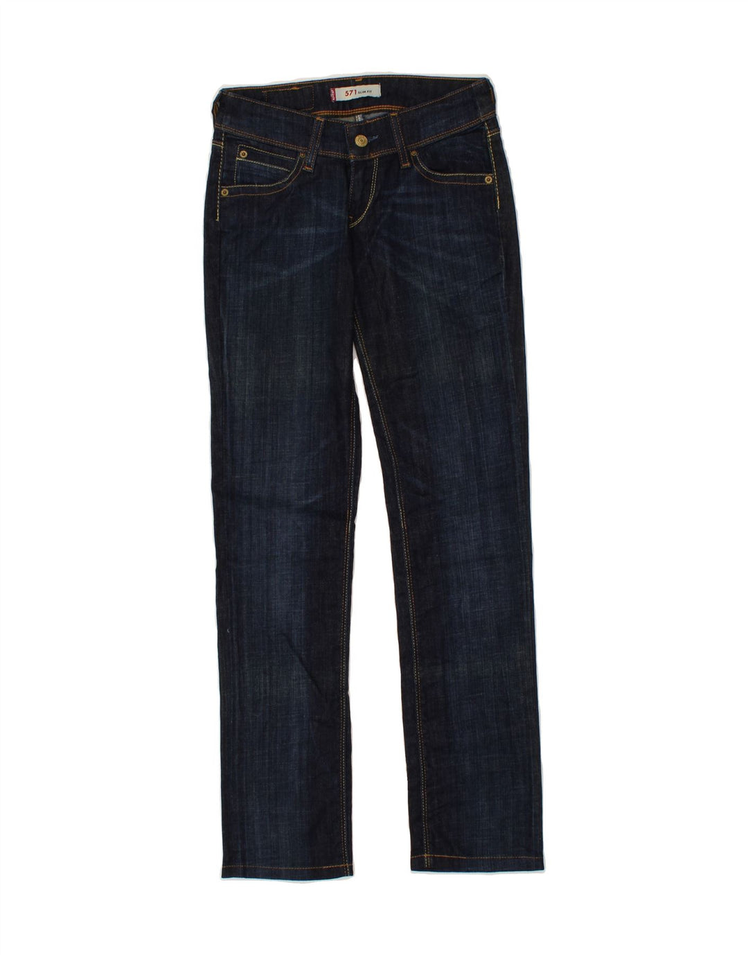 LEVI'S Womens 571 Slim Jeans W26 L31 Navy Blue Vintage Levi's and Second-Hand Levi's from Messina Hembry 
